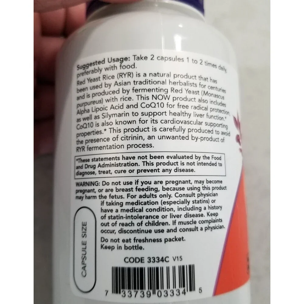 Now red yeast rice 600mg with coq10 30mg 120 veg capsules - Picture 6 of 7